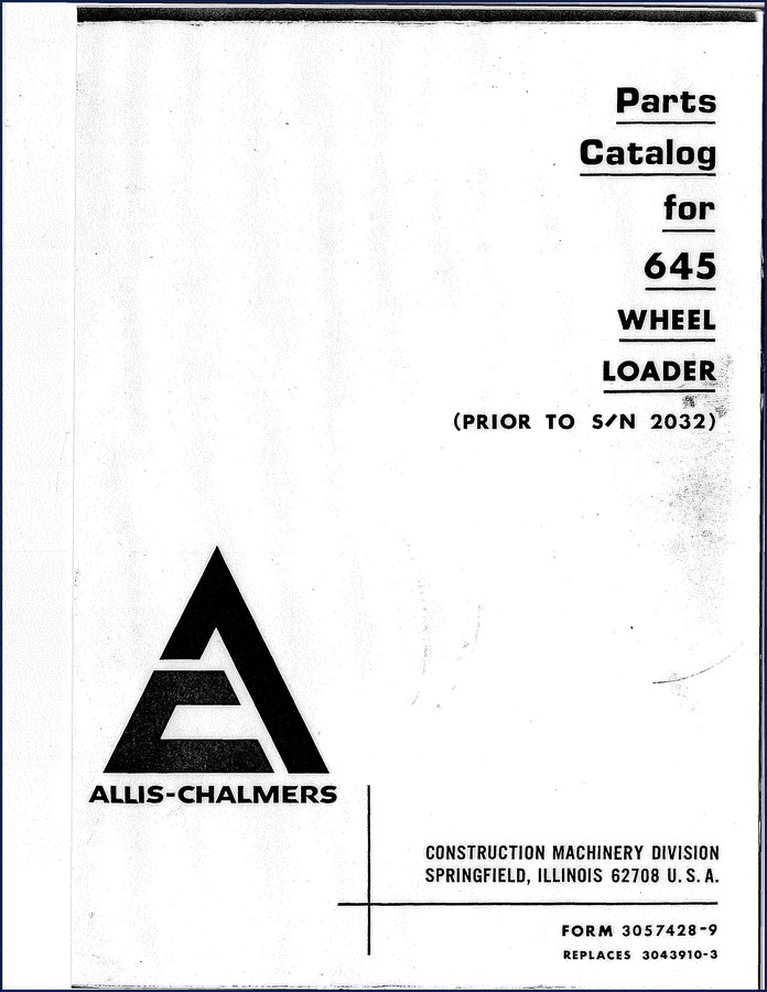 Allis-Chalmers 645 Parts Catalog cover – factory OEM document
