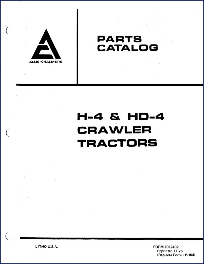 Allis-Chalmers H-4 HD-4 1975 Parts Catalog cover page
