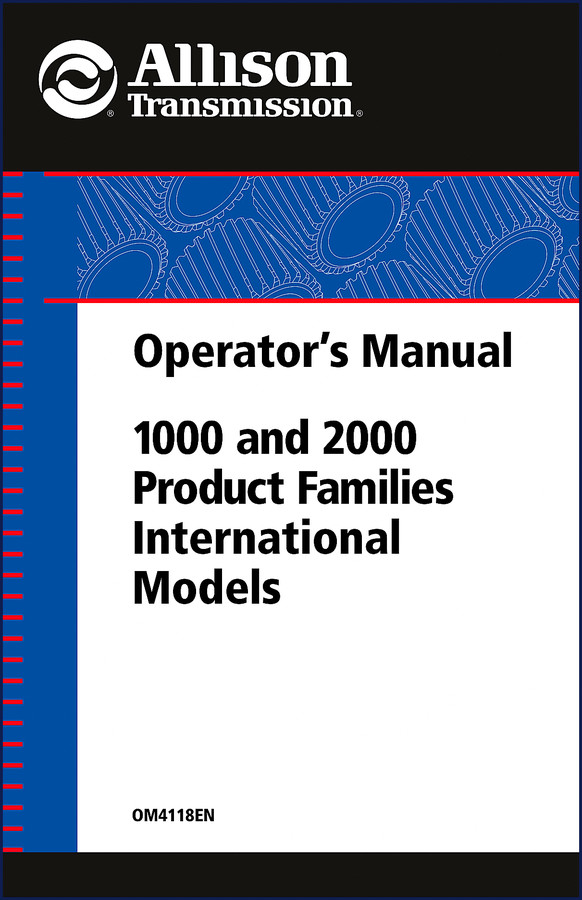 Allison Transmission 1000/2000 series 2005 Operator Manual cover