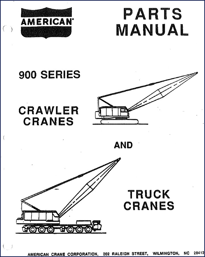 Terex American 900 Series and 999 parts catalog cover - OEM factory manual