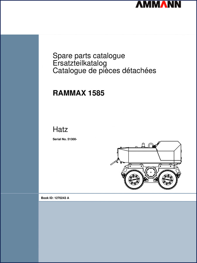 Ammann 1585 Parts Catalog cover page – 108-page OEM spare parts manual from Ammann Schweiz AG