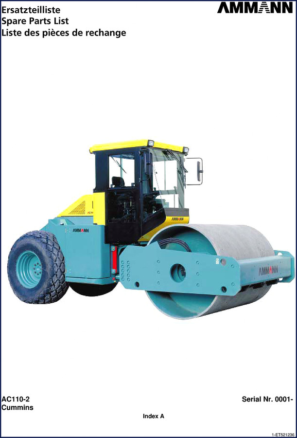 Ammann AC110-2 Parts Catalog cover - 182 pages document