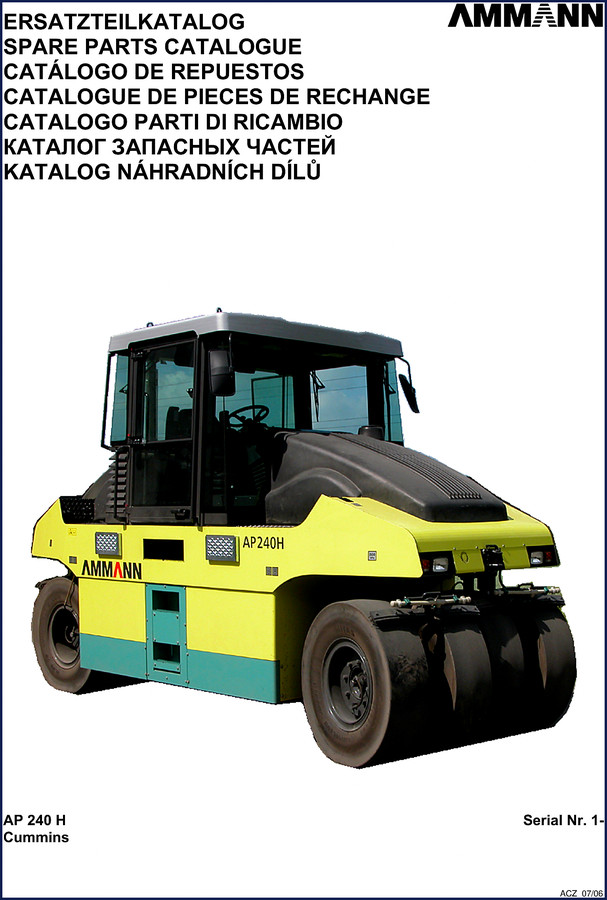 Ammann AP 240 H 2006 Parts Catalog cover – OEM factory spare parts manual, 185 pages
