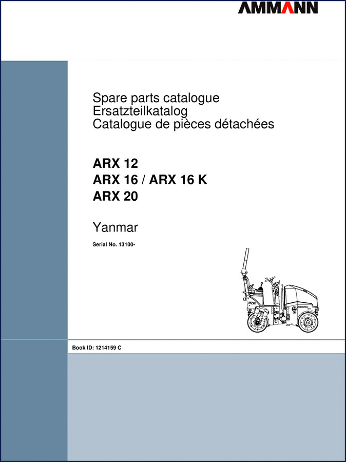 Ammann ARX 12, ARX 16, ARX 16 K, ARX 20 Parts Catalog factory manual cover
