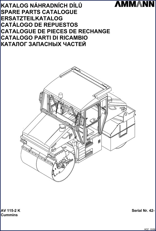 Ammann AV 115-2 K Parts Catalog cover page - factory OEM documentation