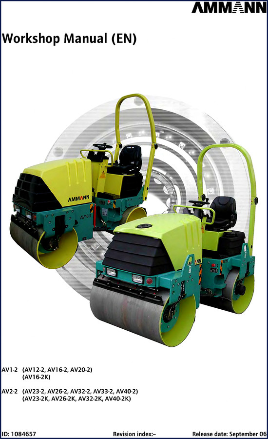 Ammann AV1-2 AV2-2 Rollers Workshop Manual 2006 225 pages factory OEM cover