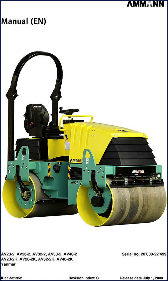 Ammann AV23-2 AV26-2 AV32-2 AV33-2 AV40-2 2008 Service Manual cover and sample page