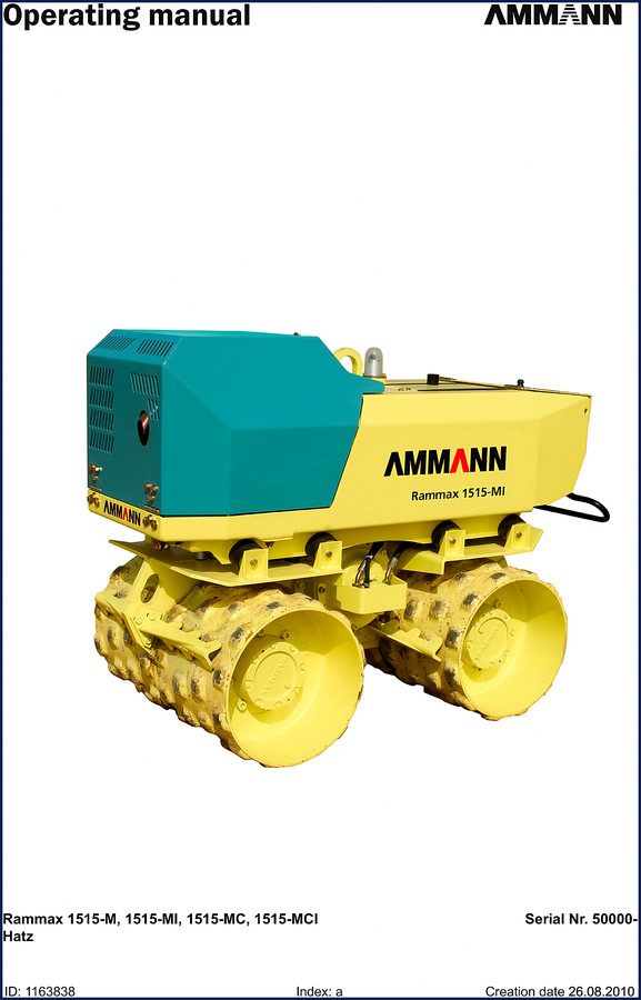 Ammann Rammax 1515-M 2010 User Manual cover - 111 pages factory OEM