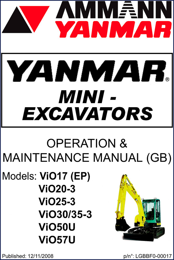 Ammann Yanmar ViO17 ViO20-3 ViO25-3 ViO30-35-3 ViO50U 2008 Operators Manual cover