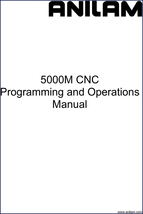 Anilam 5000M 2003 Operators Manual cover - factory OEM CNC programming document