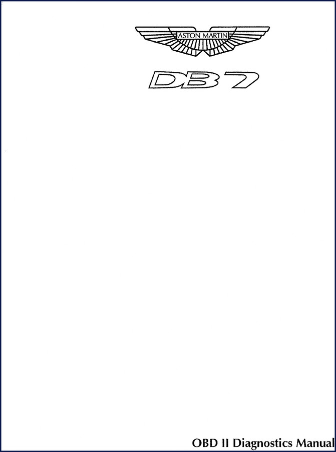 Aston Martin DB7 OBD II Diagnostics Manual cover – 1996 factory publication