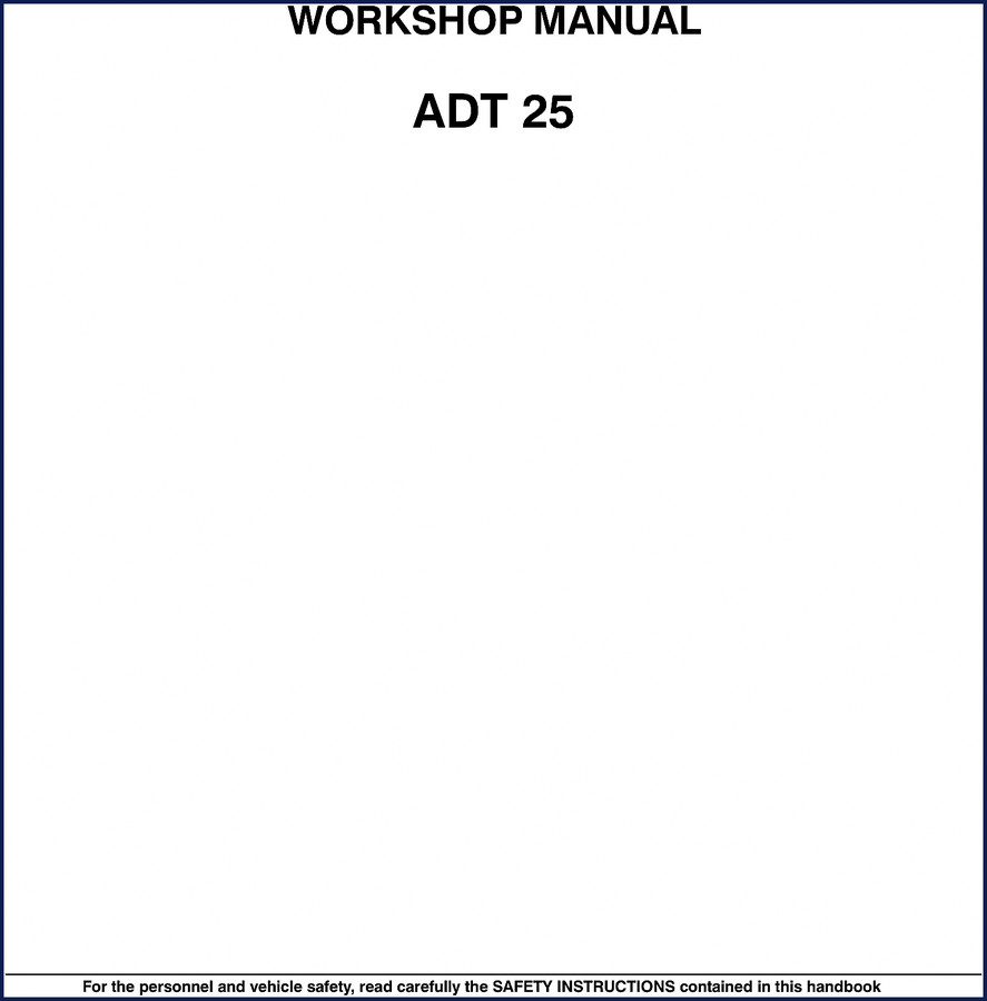 Astra ADT 25 2002 Workshop Manual cover showing articulated dump truck