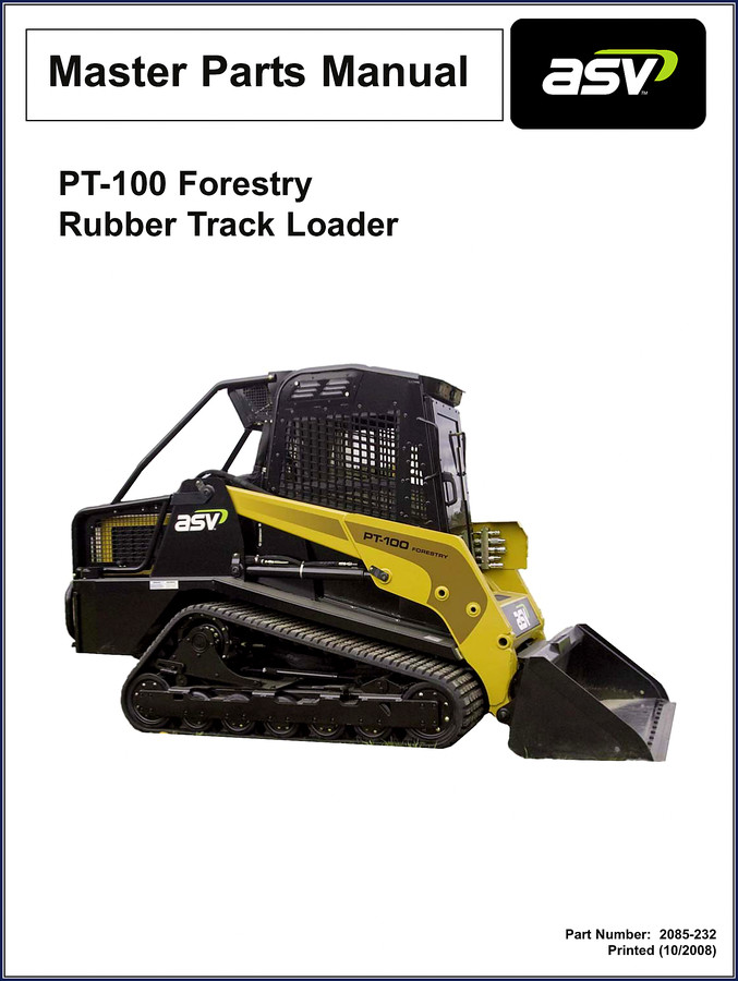ASV PT-100 Forestry 2008 Parts Catalog cover - OEM factory manual for rubber track loader