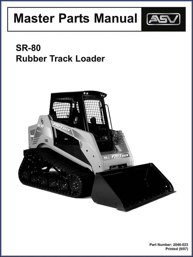 ASV SR-80 2007 Parts Catalog cover page showing the rubber track loader and manual title