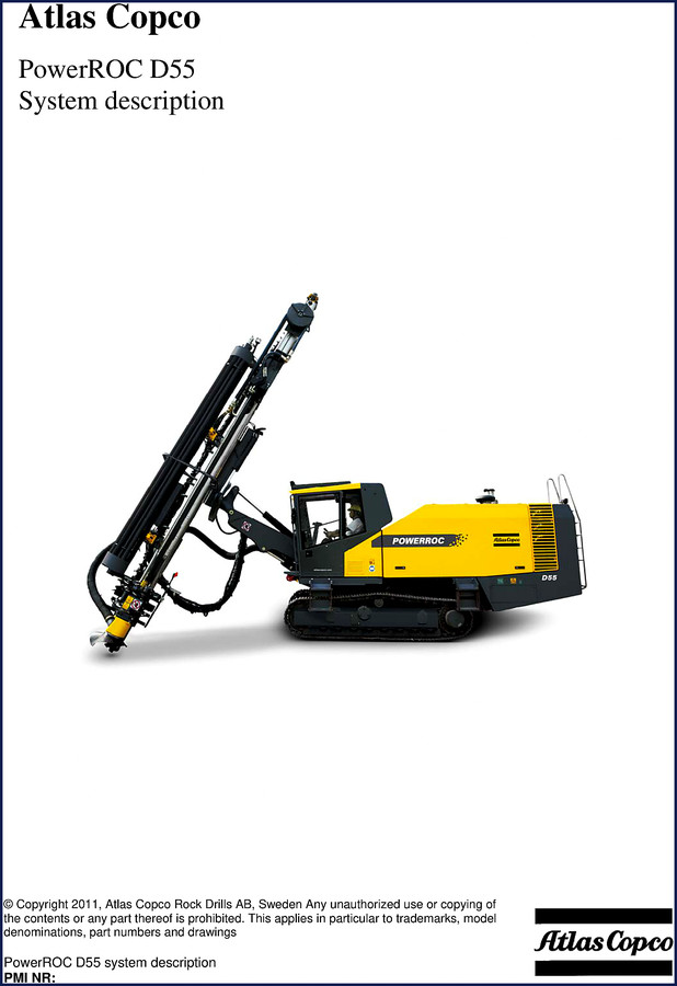 2011 Atlas Copco PowerROC D55 Technical Manual cover with system description