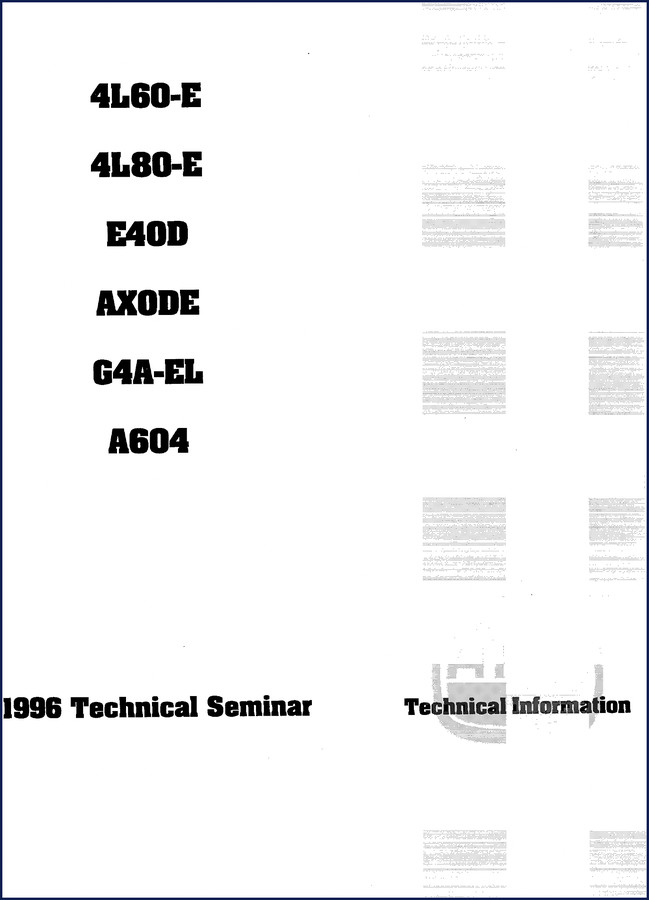 1996 ATRA Training Manual cover for 4L60-E, 4L80-E, E40D, AXODE, G4A-EL transmissions