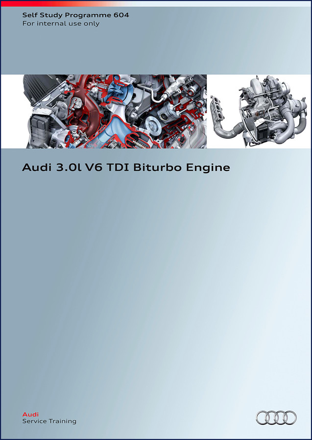 Audi 3.0L V6 TDI Technical Manual cover showing engine cutaway