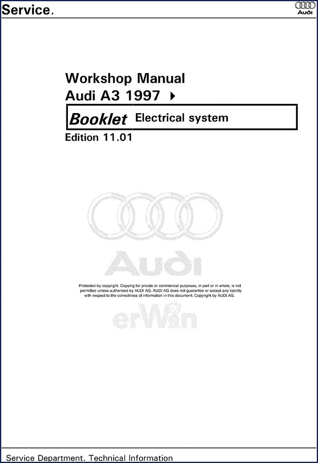Audi A3 2001 factory workshop manual - electrical system booklet cover