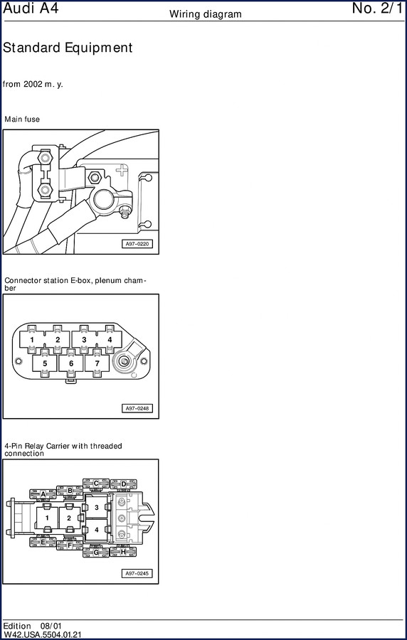 2001 Audi A4 Wiring Diagram factory manual cover page