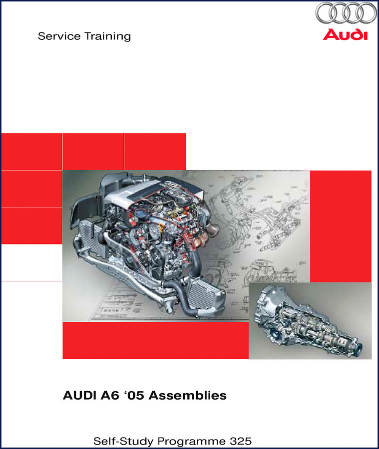 Audi A6 2005 Training Manual cover showing V6 engine diagram