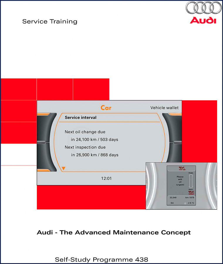 Audi Self-Study Programme 438 Training Manual cover – factory advanced maintenance concept document