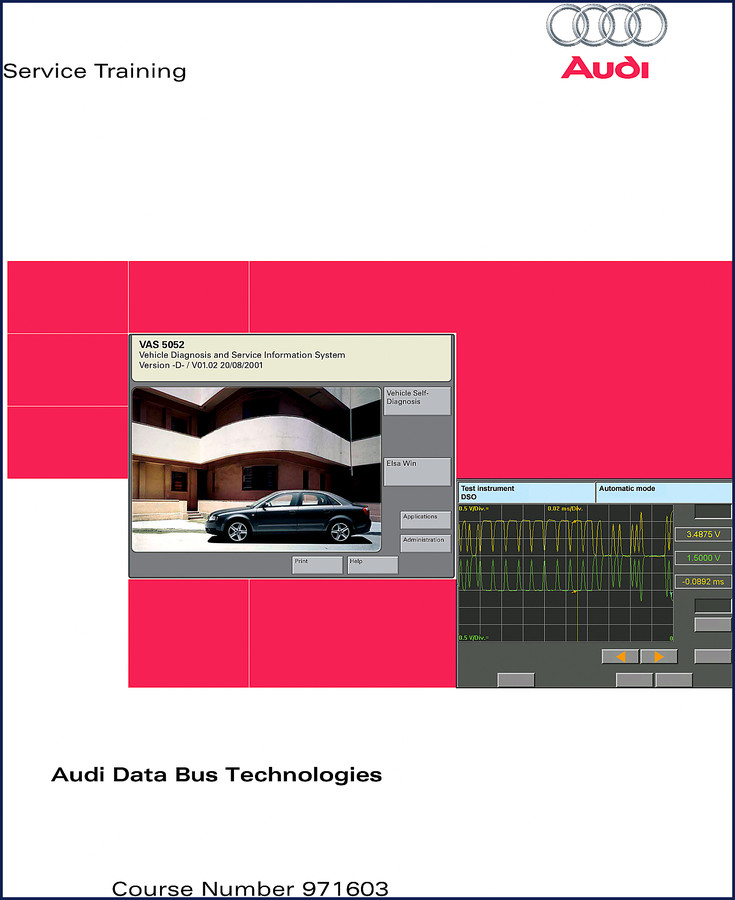 Audi VAS 5052 2001 Training Manual cover – 128 pages factory training document