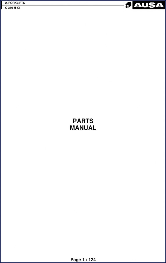 AUSA C 350 H X4 Parts Catalog page showing engine components and part numbers