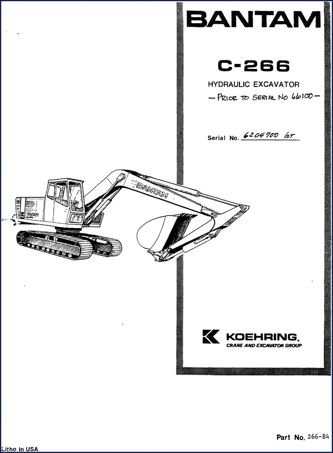 Bantam C-266 Parts Catalog cover – OEM factory documentation showing model and serial number reference