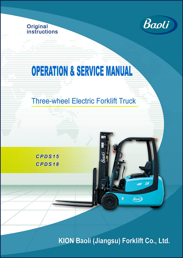 Baoli CPDS15 CPDS18 Three-Wheel Electric Forklift Operation Service Manual cover