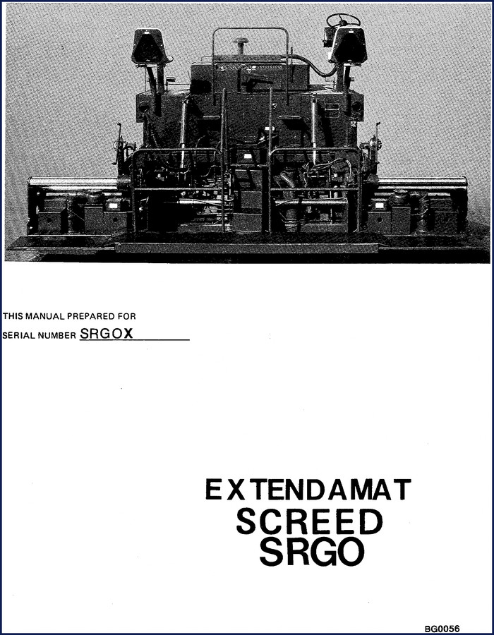 Barber Greene SRGO 1983 Parts Catalog – Extendamat Screed parts breakdown page