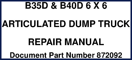 Bell B35D B40D Repair Manual cover - factory OEM documentation for 6x6 articulated dump truck