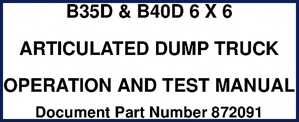 BELL Equipment B35D B40D Operators Manual cover - factory OEM documentation for articulated dump trucks