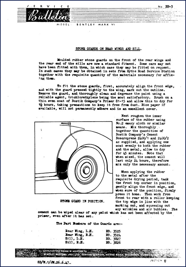 1947 Bentley Mark VI Service Manual cover