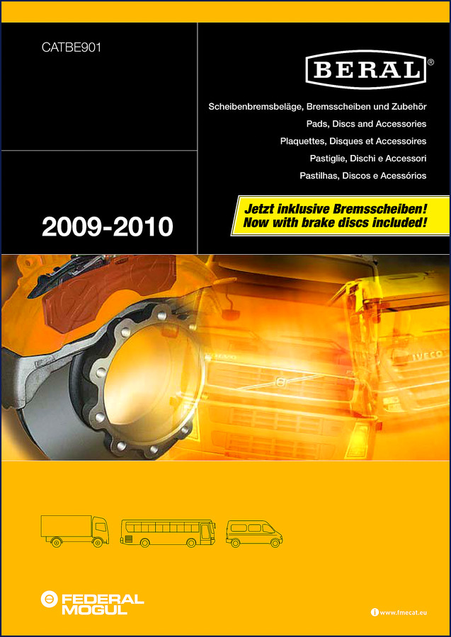 Beral TGX TGS 2009 parts catalog cover – OEM brake pad and disc manual