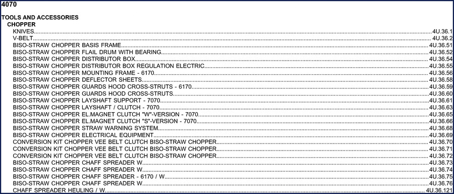 BISO 6170 and 7070 straw chopper parts catalog cover – OEM factory document 37 pages