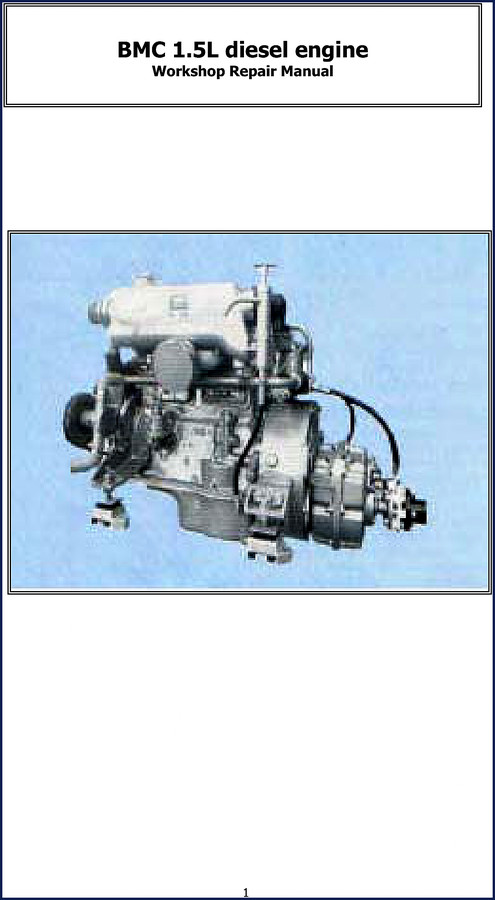 1979 BMC 1.5L diesel engine Workshop Manual cover with BL Cars logo