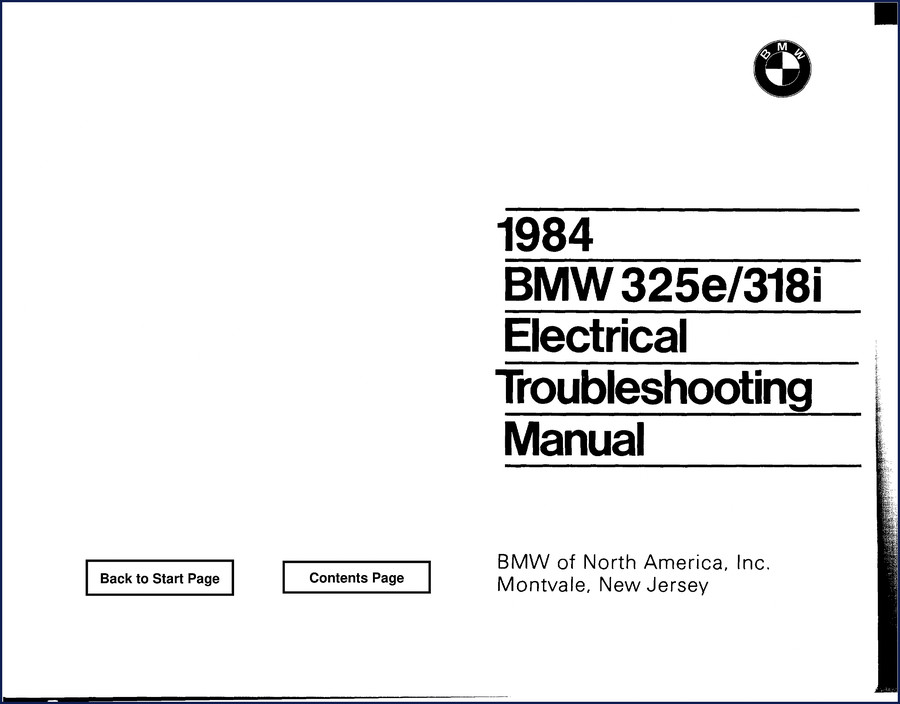 1984 BMW 318i and 325e Electrical Troubleshooting Manual cover