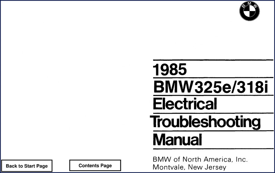 1985 BMW 318i 325e Electrical Troubleshooting Manual cover
