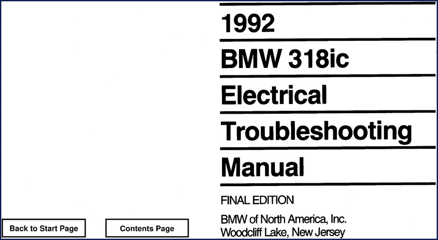 1992 BMW 318ic Electrical Troubleshooting Manual cover - OEM factory document