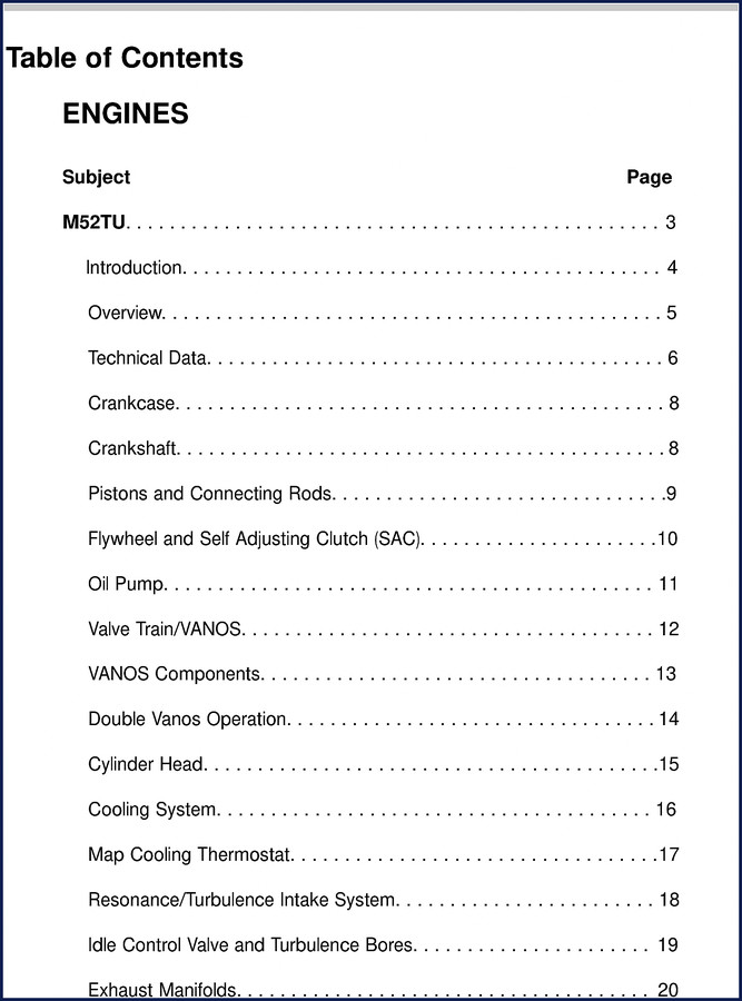 1998-2000 BMW 323i 328i training manual cover showing M52TU engine technical diagram