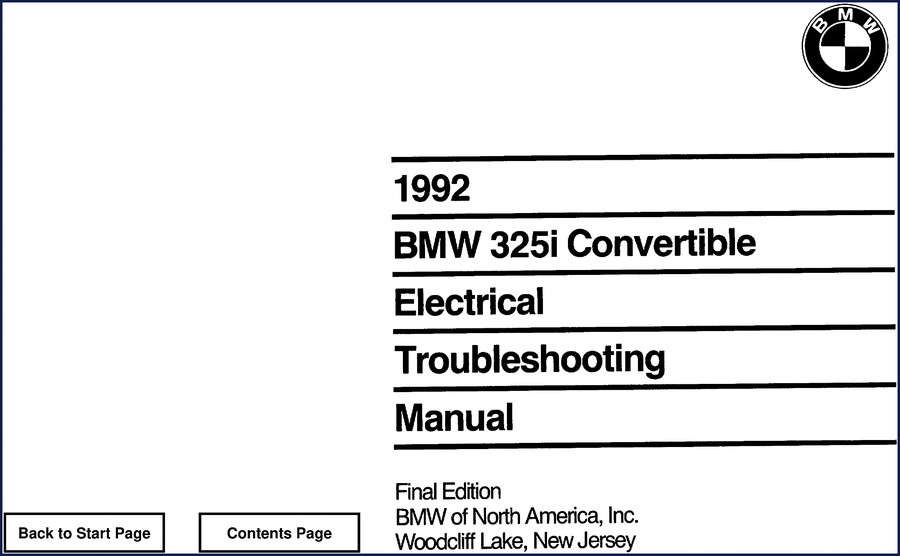 1989 BMW 325i 325is Electrical Troubleshooting Manual cover