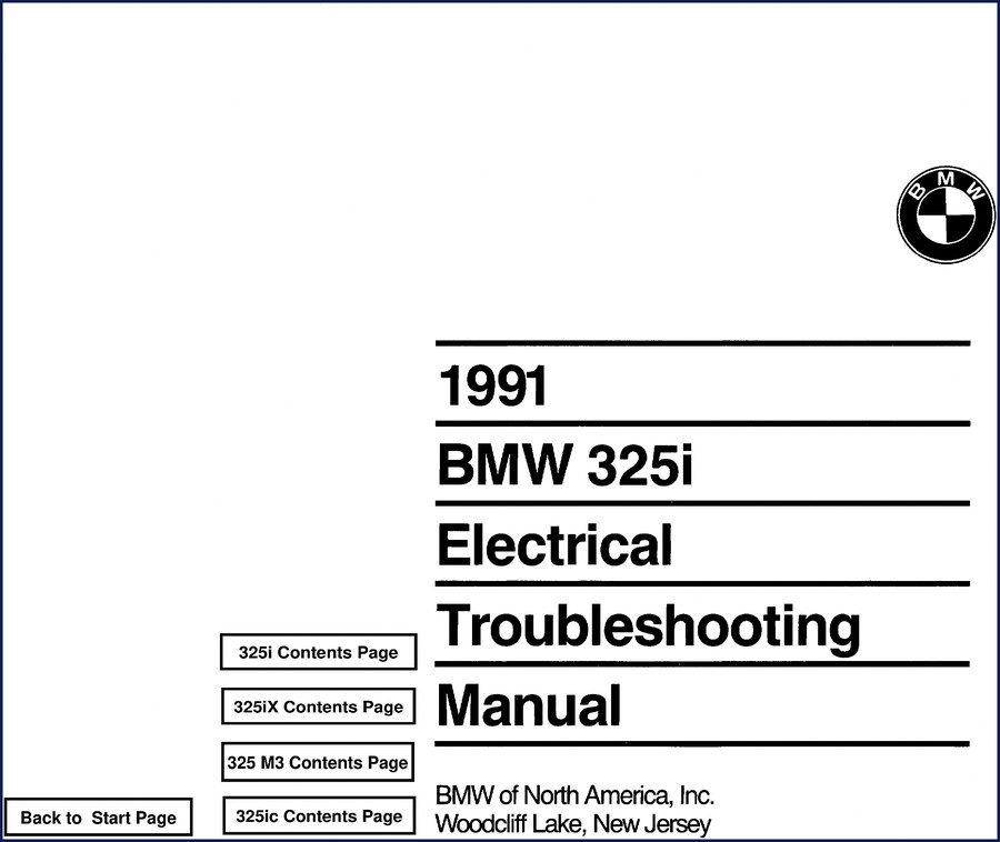1991 BMW M3 325i 325iX 325ic Troubleshooting Manual cover