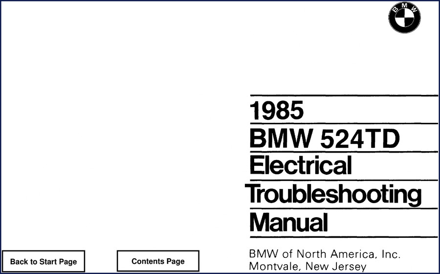 1985 BMW 524TD Electrical Troubleshooting Manual – 102-page factory wiring diagram book cover