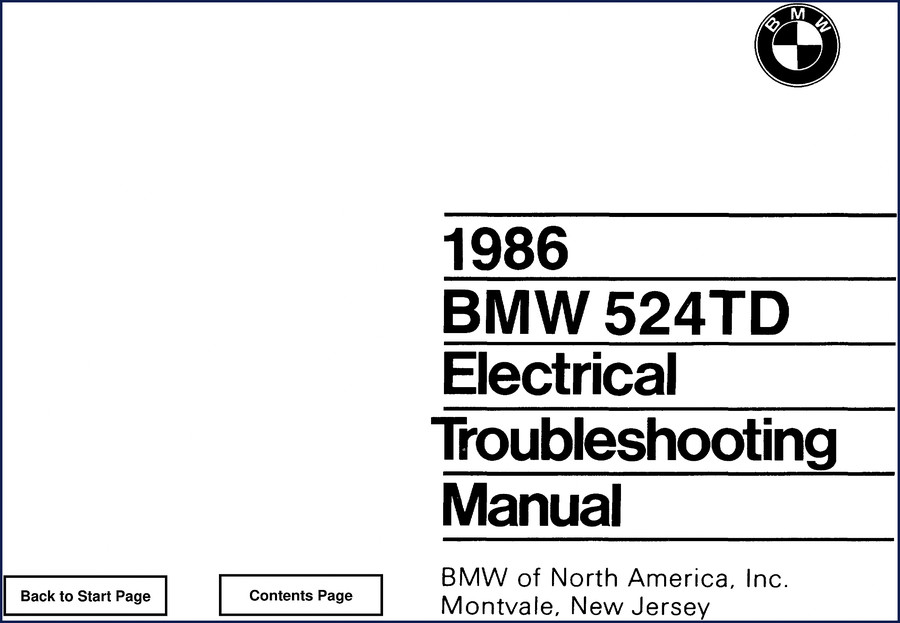 1986 BMW 524TD Electrical Troubleshooting Manual – OEM factory wiring diagrams and component locations