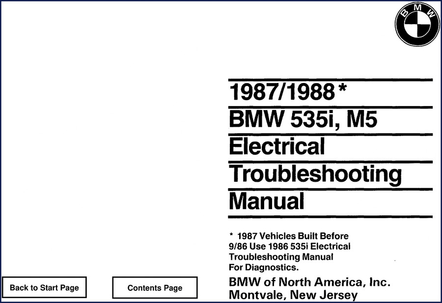 1987 BMW 535i M5 Electrical Troubleshooting Manual cover - 175 pages factory OEM