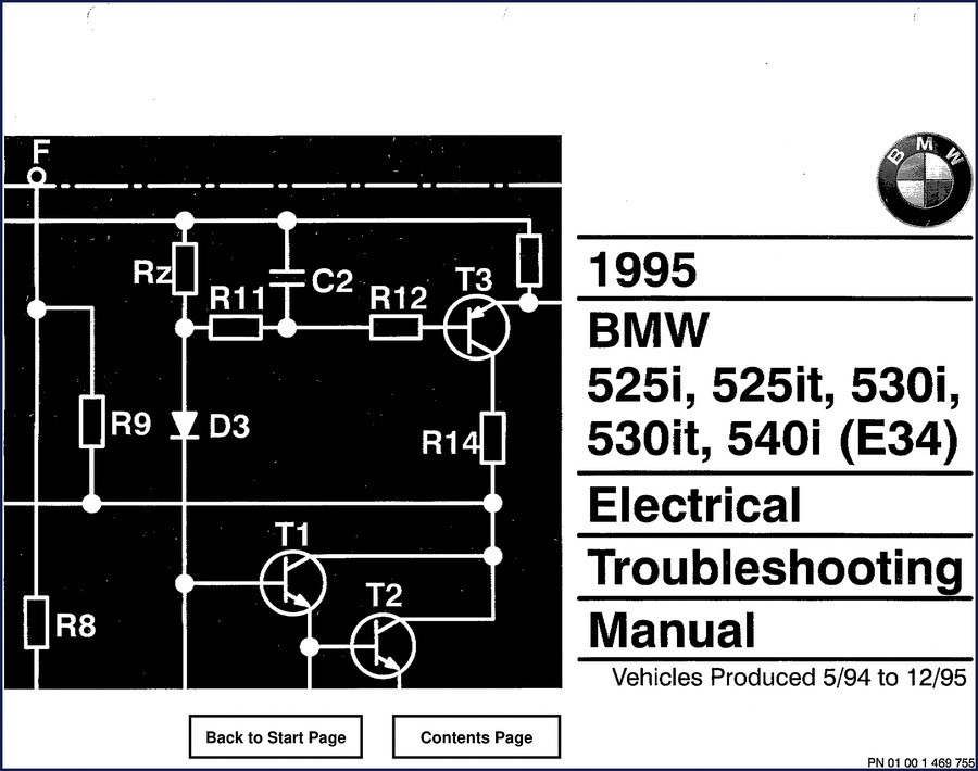 1995 BMW 540i electrical troubleshooting manual cover showing E34 sedan