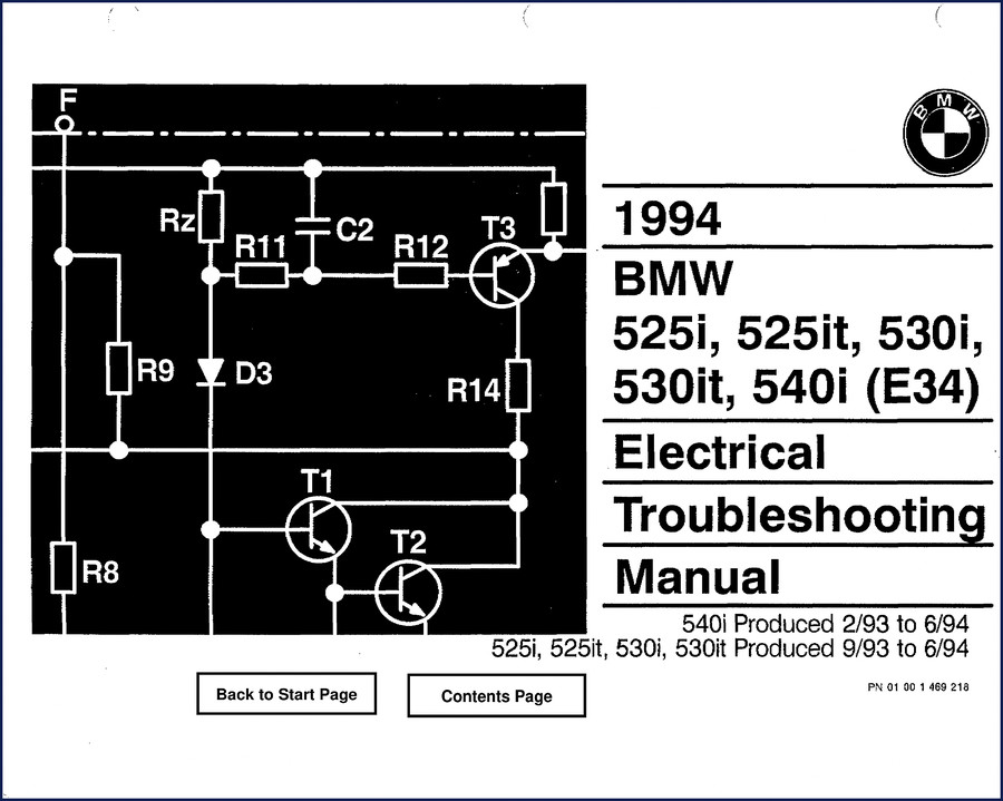 1994 BMW 540i Electrical Troubleshooting Manual cover - factory OEM schematic