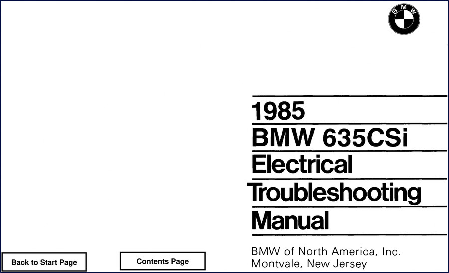 1985 BMW 635CSi Electrical Troubleshooting Manual cover – 106 pages factory OEM