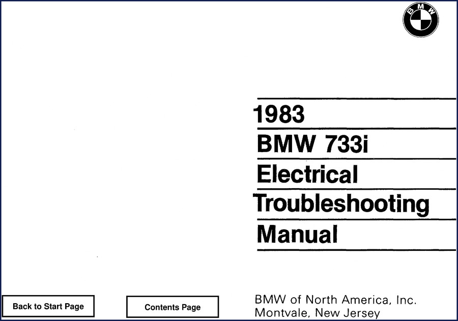 1983 BMW 733i Electrical Troubleshooting Manual cover - 86 pages