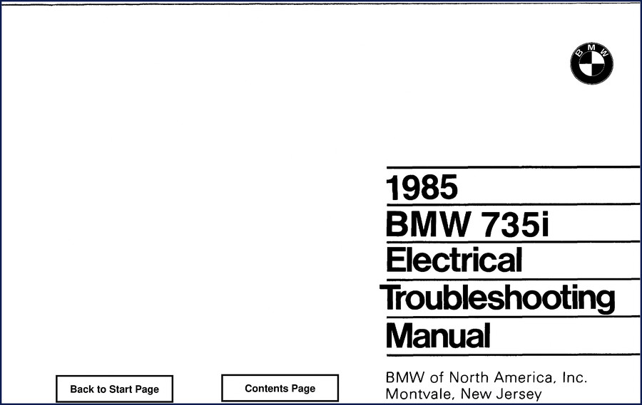 1985 BMW 735i Electrical Troubleshooting Manual front cover – factory OEM document